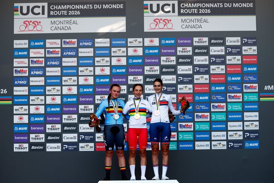 2026 UCI Road World Championships Montreal Canada - Women Junior Individual Time Trial - Montreal - Montreal 10,7 km - 22/09/2026 - Maria Okrucinska (Poland) - Yana Decruyenaere (Belgium) - Aalia Clay (Great Britain) - photo Luca Bettini/SprintCyclingAgency2026 ! only BELGIUM !